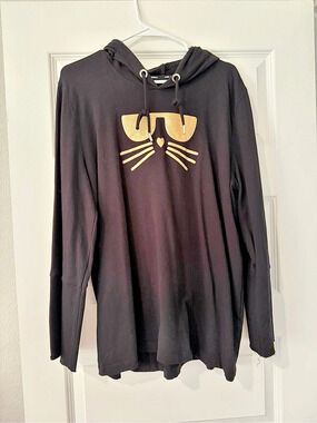 SET-OF-2!! Karl Lagerfeld Paris Choupette Cat Gold Glitter Sunglasses Hoodie in